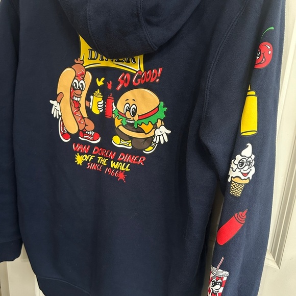 Vans Other - EUC like new Vans navy blue size XL YOUTH “Van’s Diner” zip up hoodie.